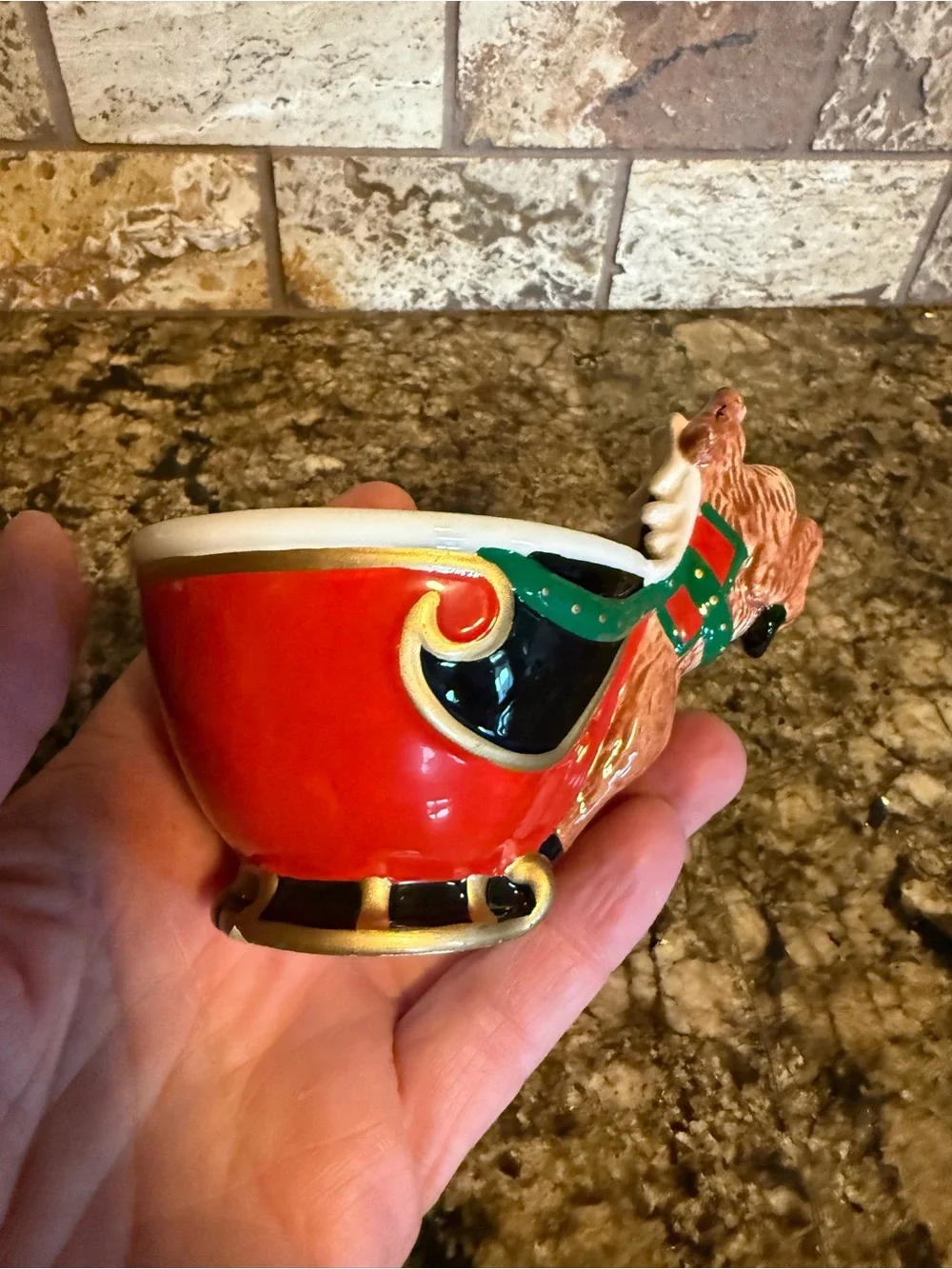 Dept 56 Christmas Tea Santa Reindeer Replacement Tea Cups 3 Jolly St. Nick